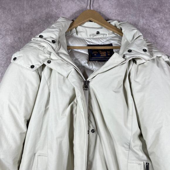 Woolrich Duck Down Puffer Jacket Womens Size‎ XL Cream Hooded Zip Up Pockets - Picture 2 of 16